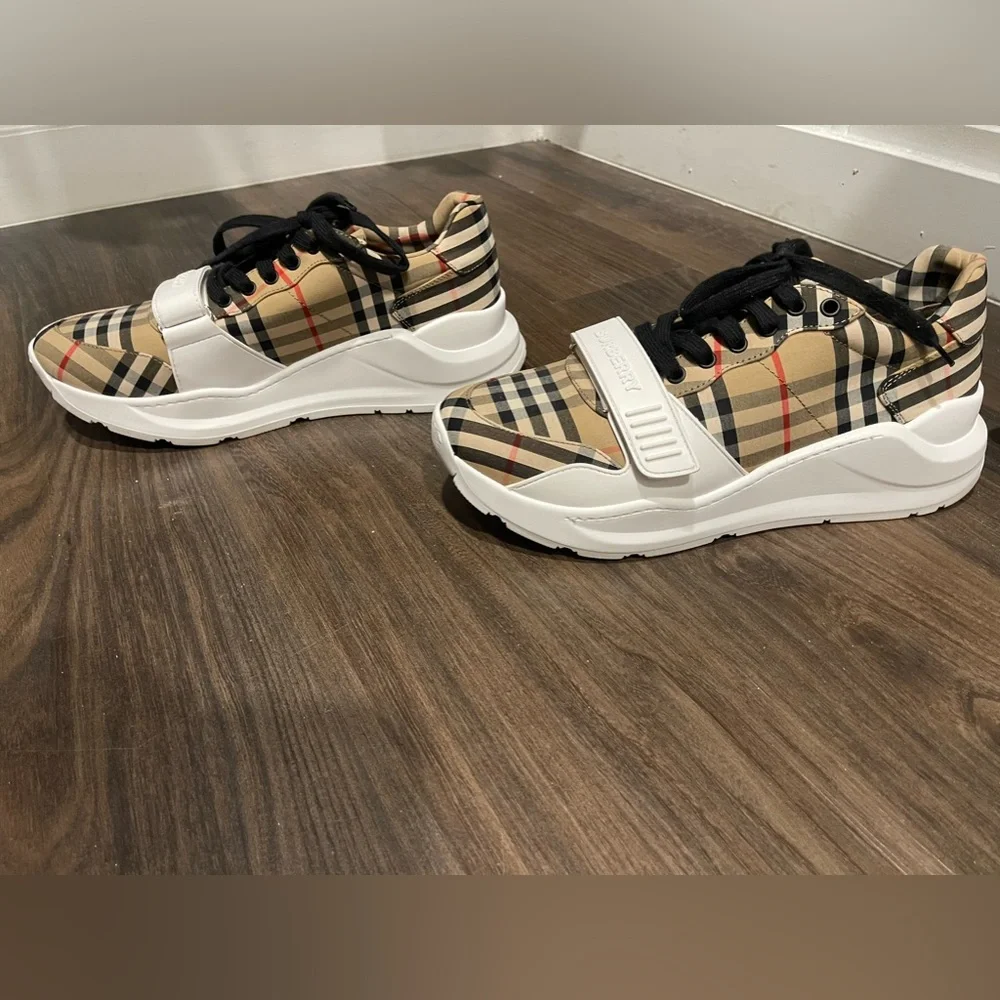 BURBERRY Sneakers In Vintage Check Cotton & Suede Sneakers Size 44 / US 11  AUTH BURBERRY Slip On Sneakers Check Beige 44 EU 11 US | eBay main image 4